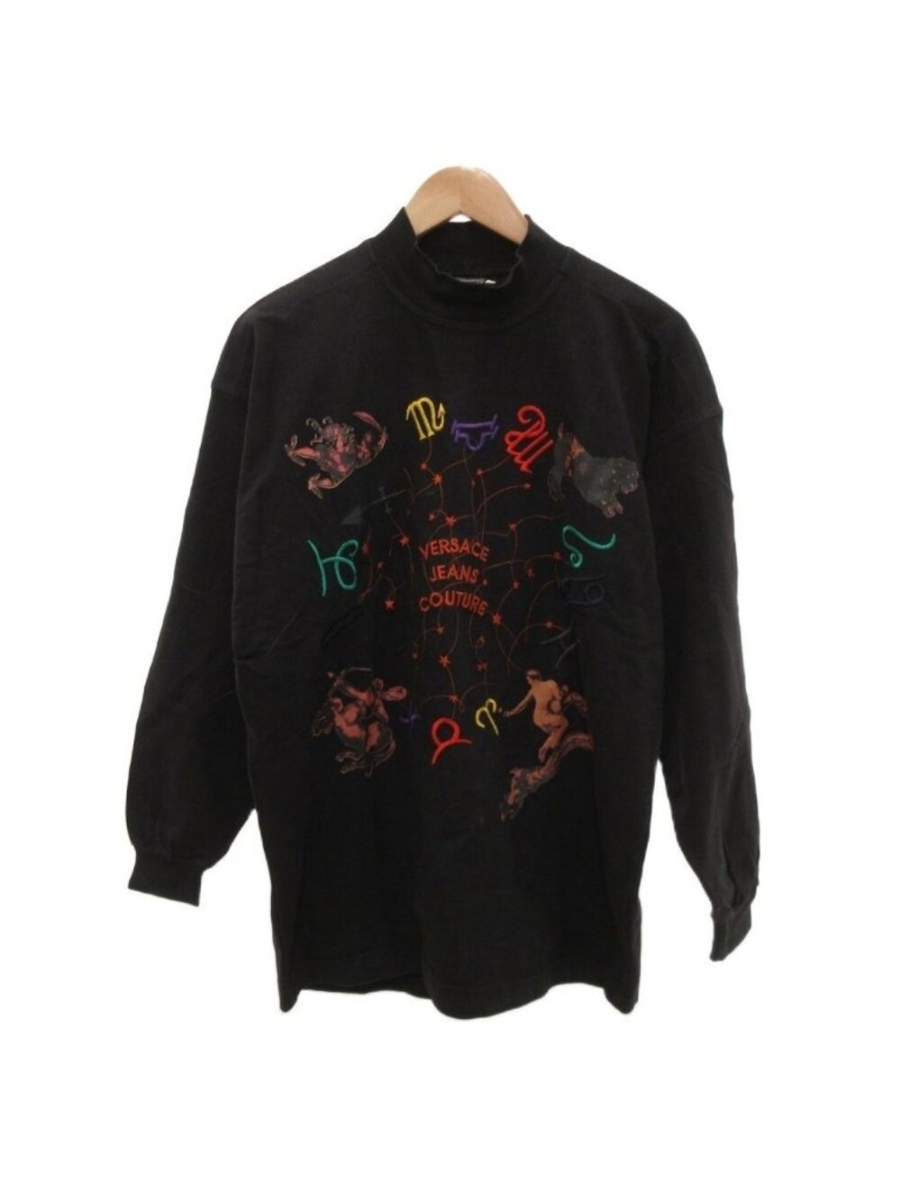 Versace Jeans Couture Long T-Shirt Mock Neck Logo Embroidery Constellation M